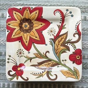 Colorful Floral Square Plate